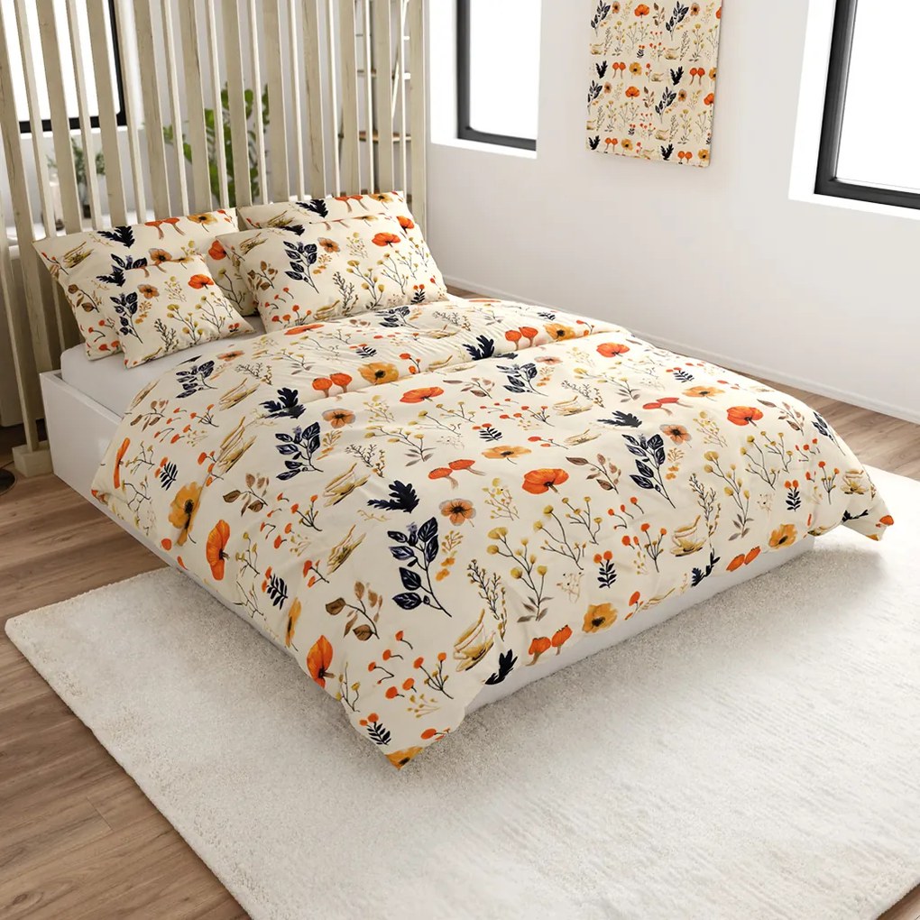 Mikroplyšové obliečky PAPAVA krémové Rozmer obliečky: 2 ks 70 x 90 cm | 200 x 220 cm