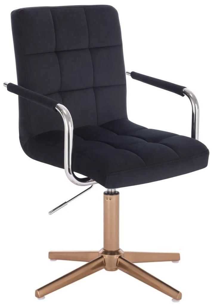 LuxuryForm DESIGN Stolička VERONA VELUR na zlatom kríži - čierna