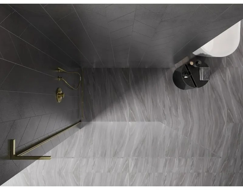 Mexen, Mexen Kioto-X L sprchová stena 110 x 200 cm, transparentná 10 mm, zlatá - 800-110-107-50-00-X