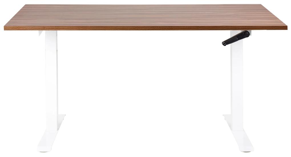 Manuálne nastaviteľný písací stôl 160 x 72 cm tmavé drevo/biela DESTINES Beliani