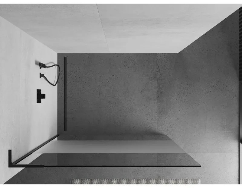 Mexen Kioto L, sprchová zástena Walk-In 120 x 200 cm, 8mm číre sklo-námraza, čierny profil, 800-120-103-70-35