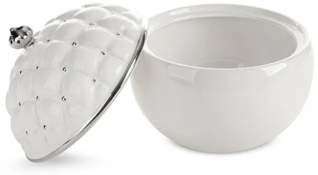 Nádoba ADORE 07 s vekom biela / strieborná