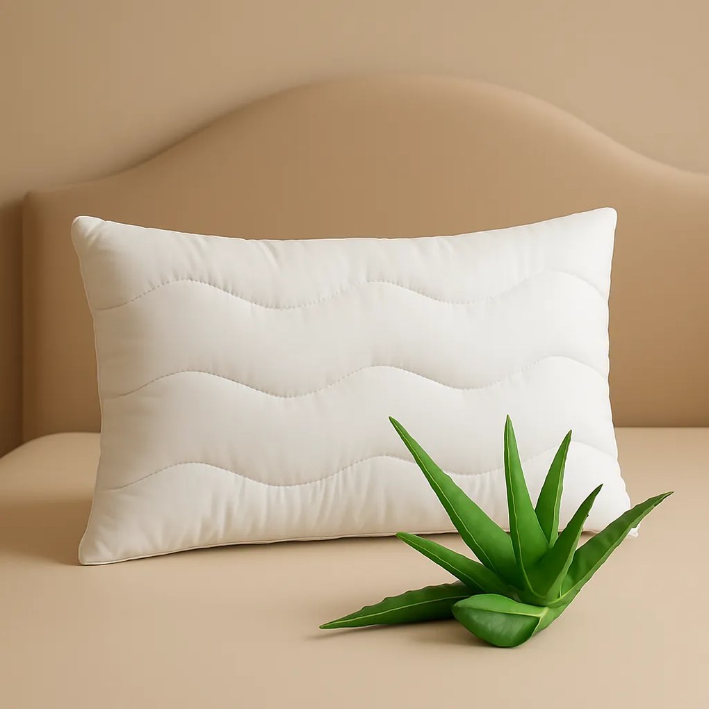 Vankúš s Aloe Vera – prírodný, hypoalergénny, prateľný, ideálny na zdravý spánok Veľkosť: 40x40 cm