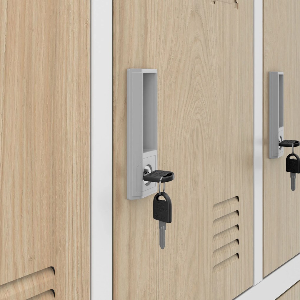 Šatňová skrinka s 12 priehradkami, biela/dub Sonoma, 900x1850x400 mm: MARCIN Eco Design