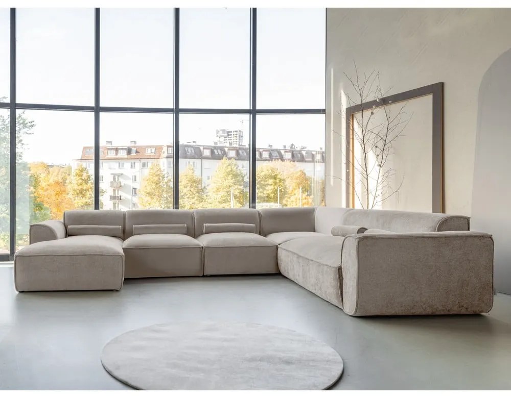 Béžová rohová pohovka (pravý roh/do tvaru "U") Flex Felix – Miuform