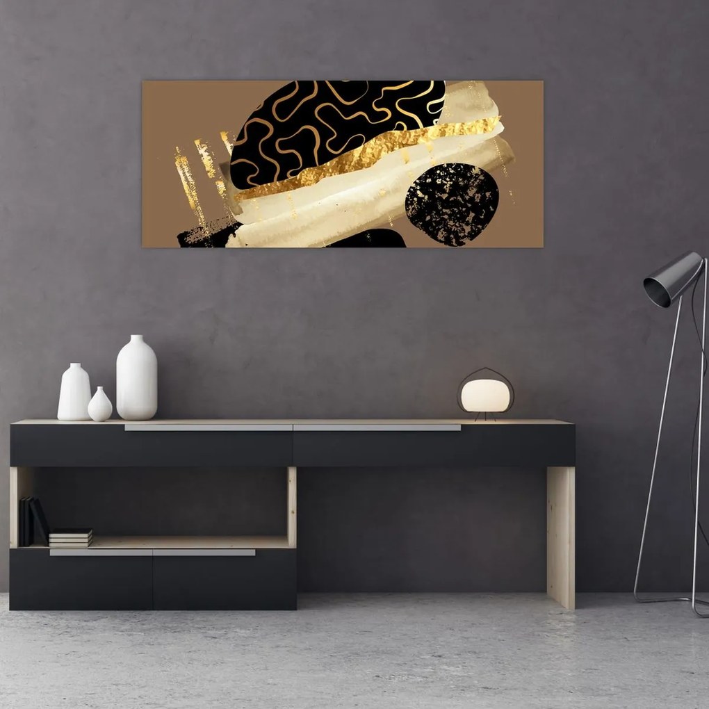 Obraz - Abstrakcia golden brown N⁰3 (120x50 cm)