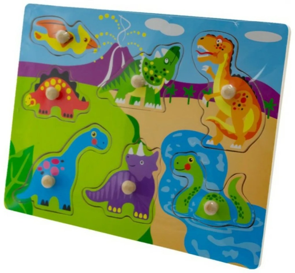 Tulimi Drevené zábavné puzzle vkladacie - Dinosaury