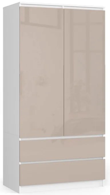 Skriňa S 90 cm 2D 2SZ CLP biela / cappuccino, lesk