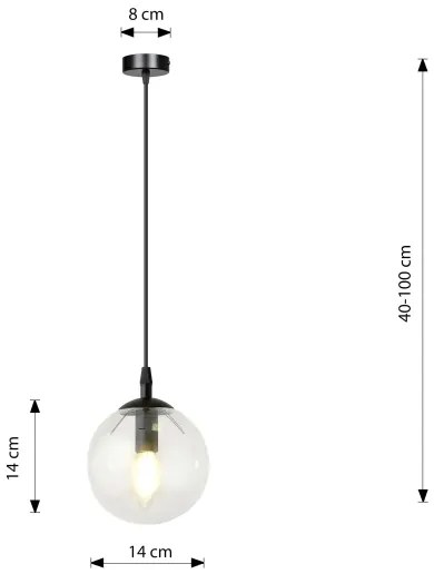 Luster na lanku COSMO 1xE14/10W/230V pr. 14 cm čierna/číra