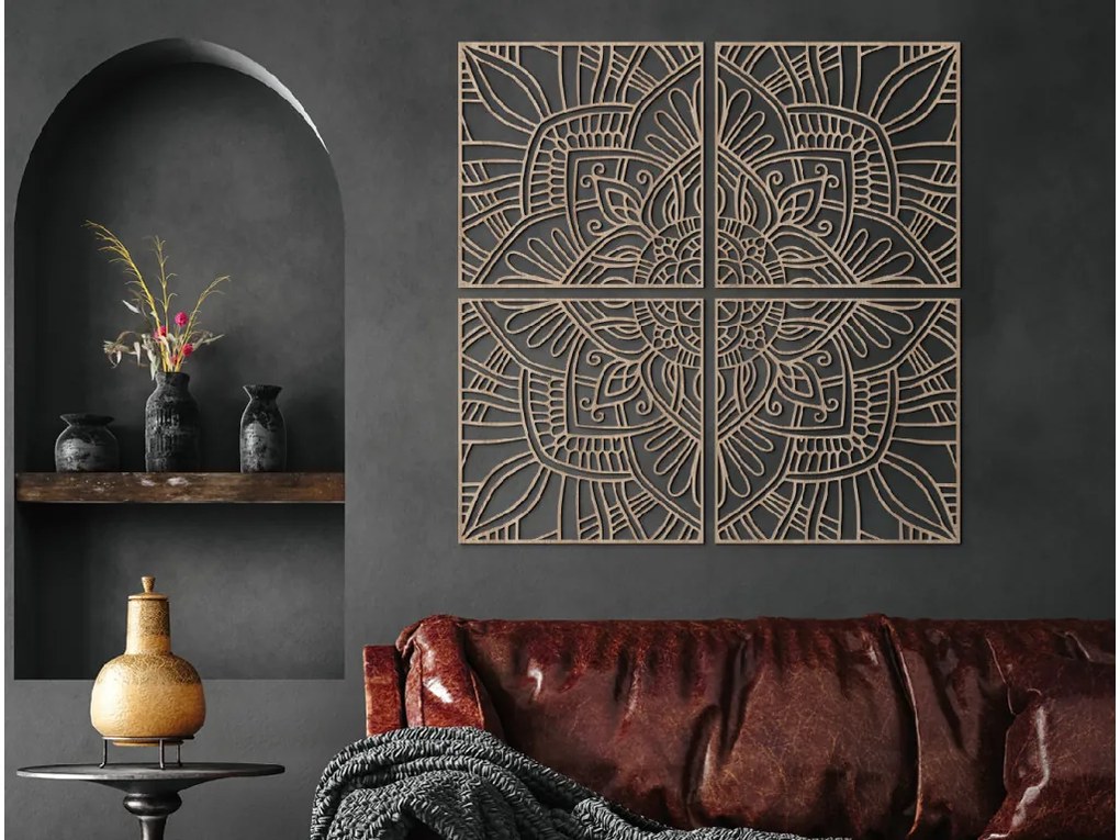 drevko Viacdielna mandala na stenu Rovnováha Rozmer obrazu: 133 x 133,5 cm, Farba dekorácie: Čierna