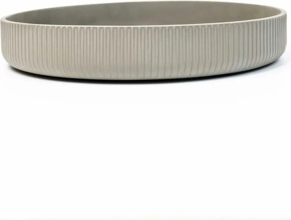 Dekoračná miska ORYVEN, sklolaminát s drážkami, priemer 30 cm, sivá