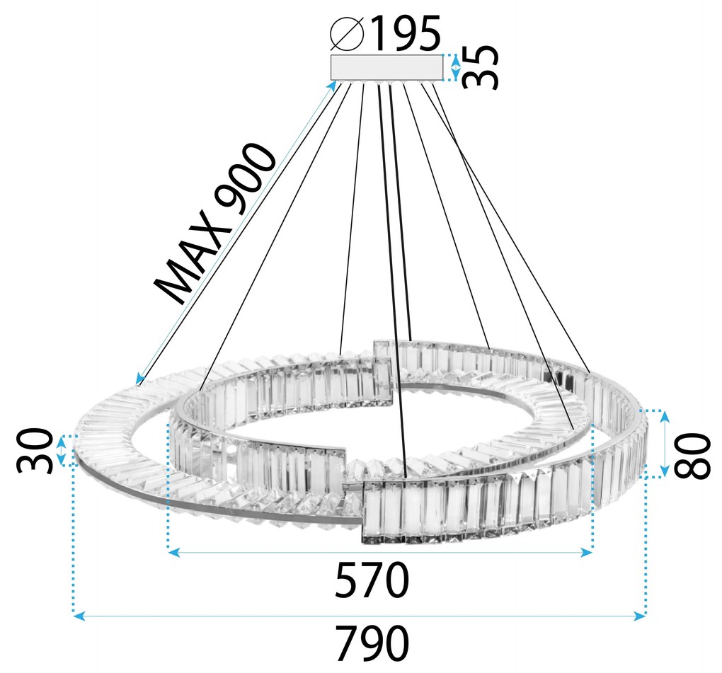 Toolight Toolight, LED krištáľové stropné svietidlo APP1524-CP60/80, zlatá, OSW-06972