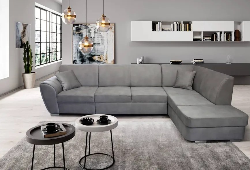 Rohová rozkladacia sedačka DOLORES LETTO P sivá