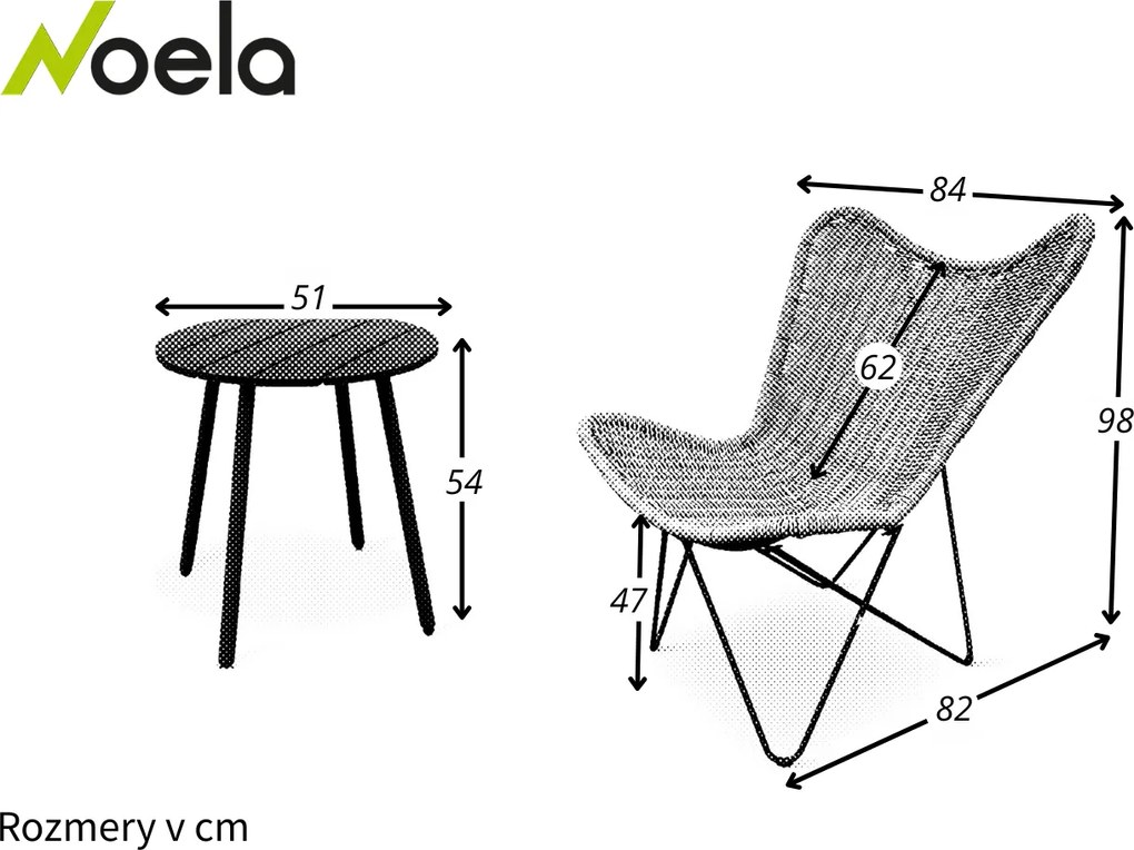 Noela Balkónový set Lounge + 2x kreslo Edland