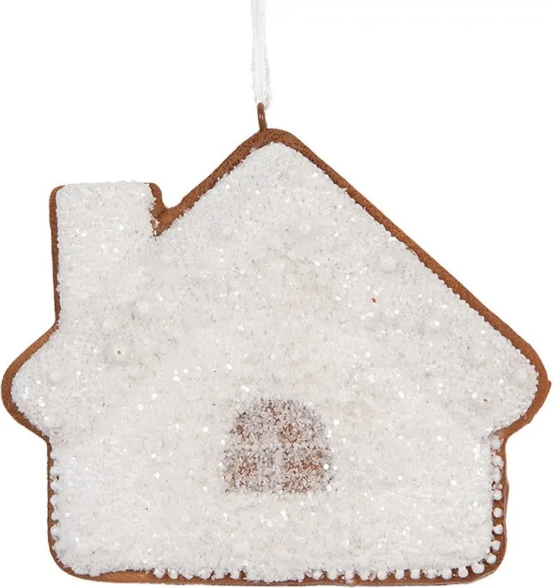 Závesná dekorácia zasnežená perníková chalúpka Frosted Ginger - 9*1*8 cm