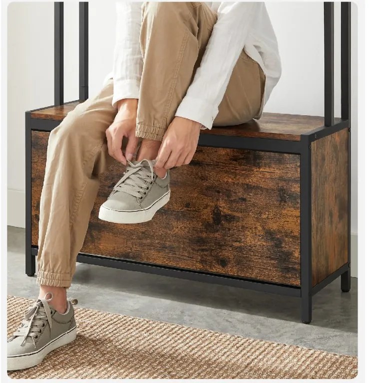 Predsieňová stena TAYLOR s botníkom 180x85 cm, rustikálne hnedá