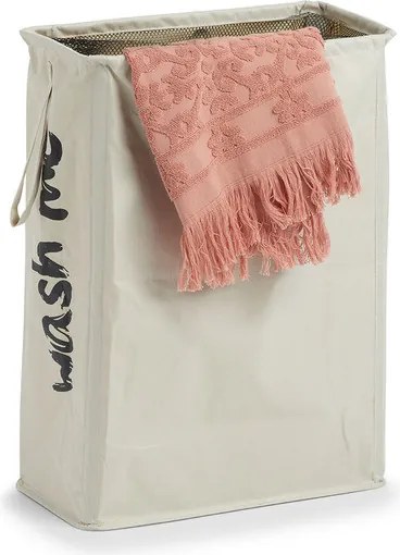 Zeller Present 2. akosť - Textilný úzky kôš na špinavú bielizeň, uzatvárateľný, 44l, krémový s nápisom WASH ME