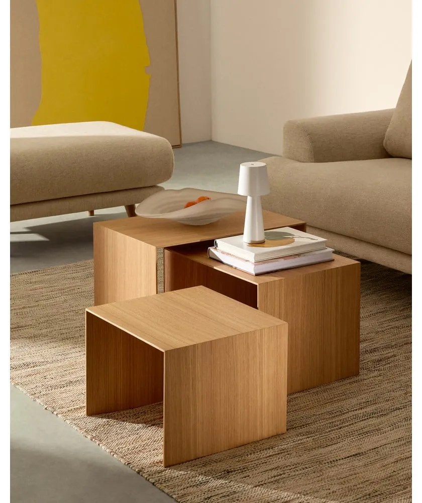 Odkladacie stolíky v súprave 3 ks v dekore duba 40x60 cm Litto – Kave Home