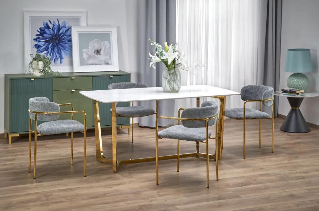 CLEMENTE table, color: top - white marble, legs - gold