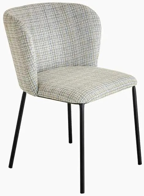 Dizajnová jedálenská stolička Cholet modrá károvaná bouclé