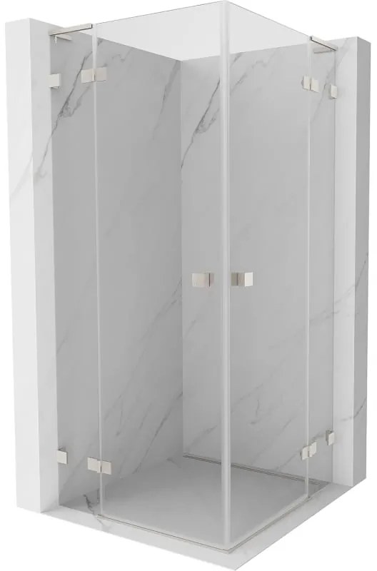 Mexen Lunar, L Duo výklopný sprchový kút 110 x 110 cm, 8mm číre sklo, oceľový profil, 834L-110L-110P-97-00