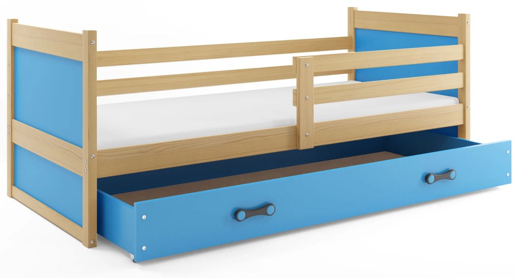 Posteľ RICO 1 190x90 borovica - modrá
