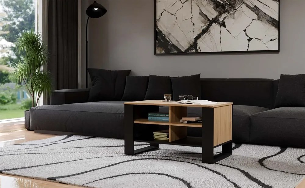 Konferenčný stolík LAWA Modern 4P Slim dub artisan/čierny