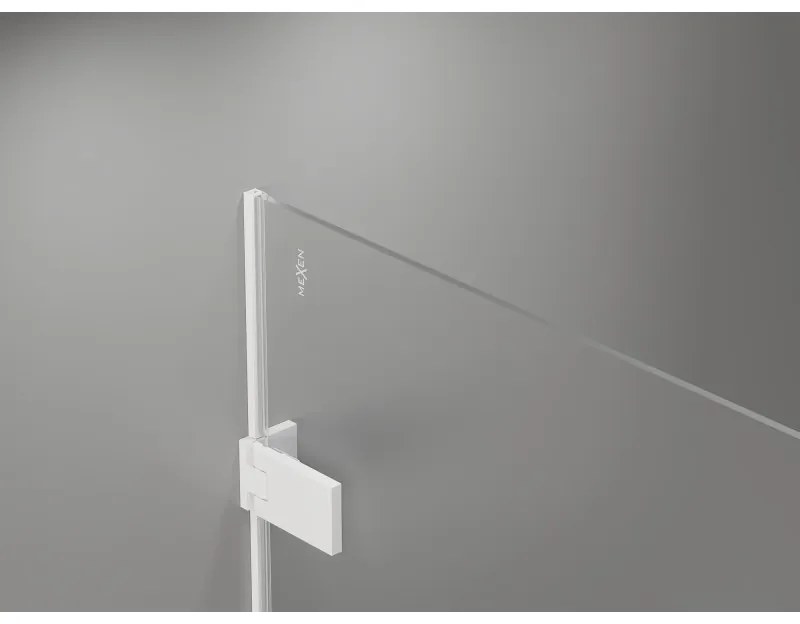 Mexen Lunar-F L, sklápací sprchový kút pravý 70 x 70 cm, 8mm číre sklo, biely profil, 836L-070-070-20-00-P