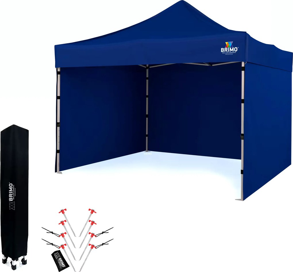 BRIMO Skladací altánok 3x3 m na Oslavy: Nepremokavá Ochrana a Bleskové Zloženie - s 3 stenami - Modrá 9