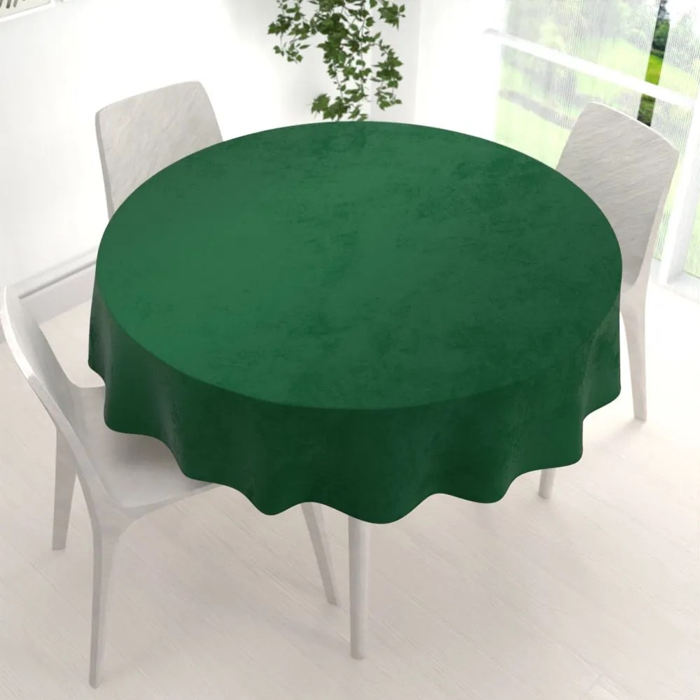 Biante Veľký zamatový okrúhly obrus Velvet Premium SVP-032 Zelený Ø 190 cm
