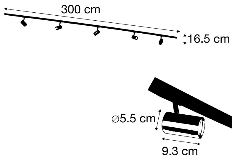 Inteligentný koľajnicový systém čierny so zlatom 1-fázový 5-svetlo vrátane Wifi GU10 - Jeana
