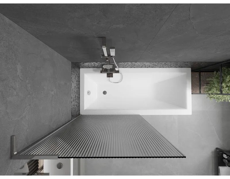 Mexen Next L, 1-krídlová vaňová zástena 90 x 150 cm, 6mm sklo s rebrovým vzorom, chrómový profil, 895-090-000-03-09-01