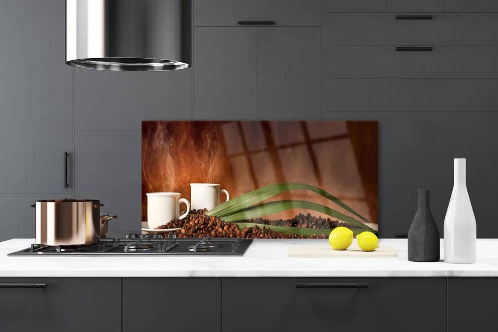 Nástenný panel  Šálky káva zrnká kuchyňa 120x60 cm