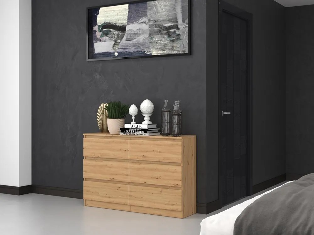 Komoda Musecalo 6 120 (dub artisan). Akcia -19%. Vlastná spoľahlivá doprava až k Vám domov. 1132810