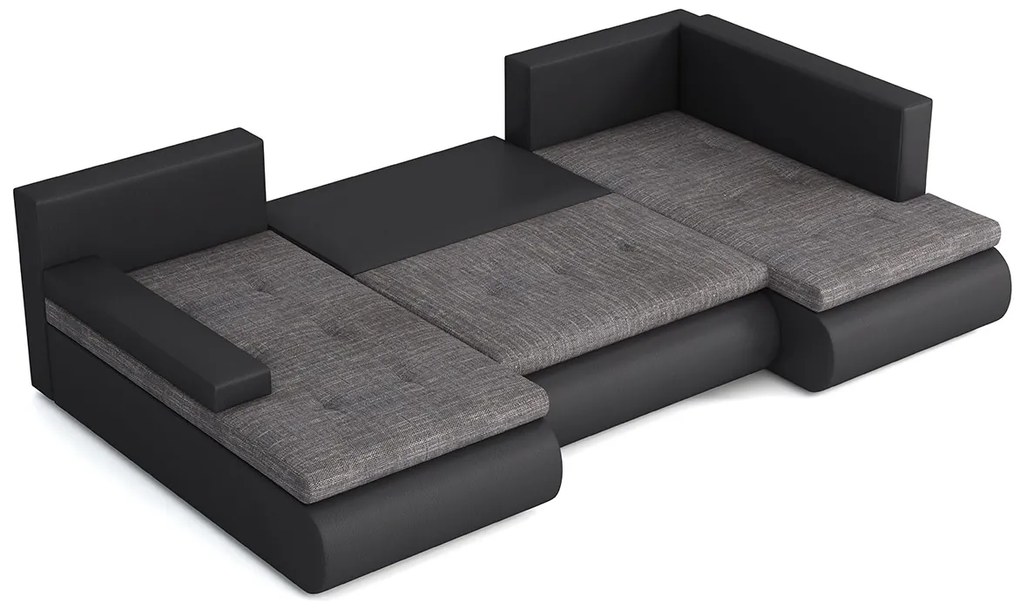 Rohová sedačka Sofia Mini C, Dostupné poťahy: ekokoža Soft 011 + Lawa 05, Strana: pravá, Taburetka: s taburetkou