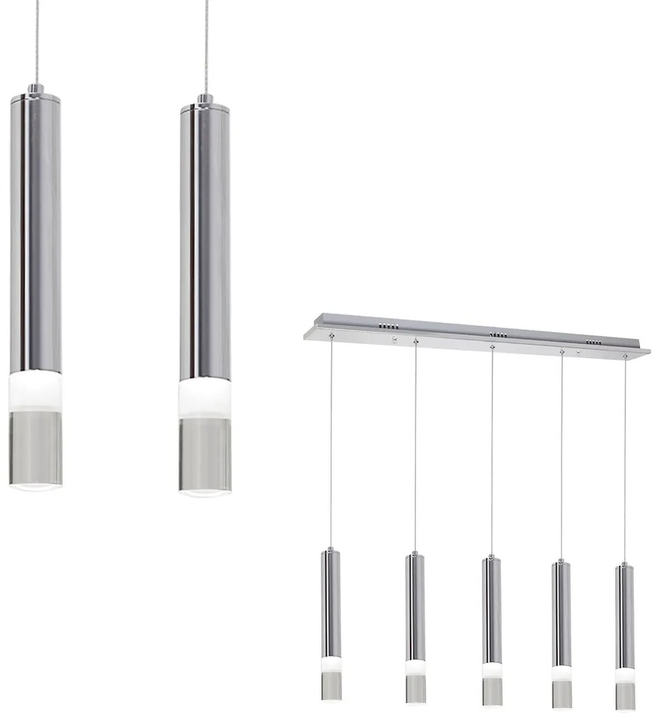 Závesné svietidlo Ice, 5x chrómové kovové tienidlo, ch