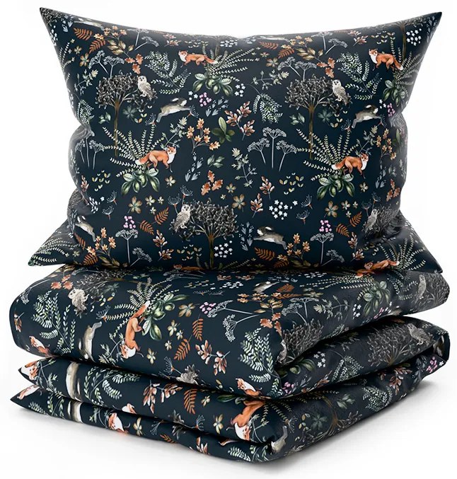 Sada 2ks mikroplyšových obliečok THE FOX AND THE HARE tmavozelené + obliečka mikroplyš SOFT 180x200 cm biele, dvojlôžko