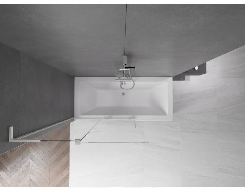 Mexen Velar L, 2-krídlová posuvná vaňová zástena 110 x 150 cm, 8mm číre sklo, brúsená oceľ, 896-110-003-01-97