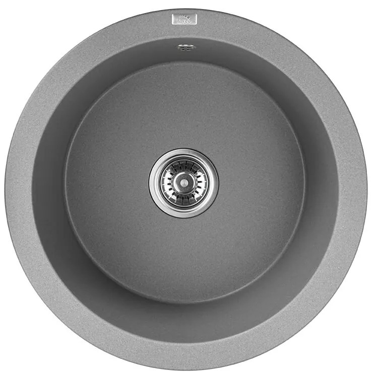 Laveo Dafne, 1-komorový granitový drez 510x510x205 mm, šedá, LAV-SBD_588Y
