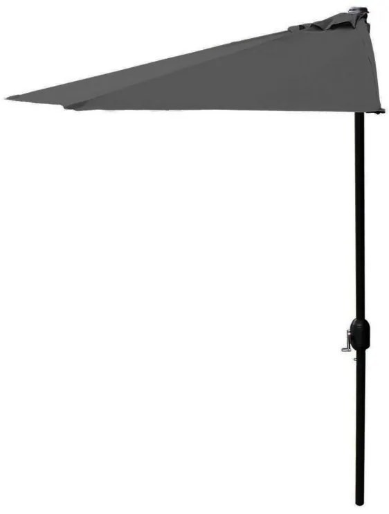 Polkruhový záhradný slnečník Liver 270 cm šedý