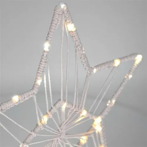 Solight LED vianočná hviezda Lapač snov, biela, 49 cm, 45x LED, 2x AAA