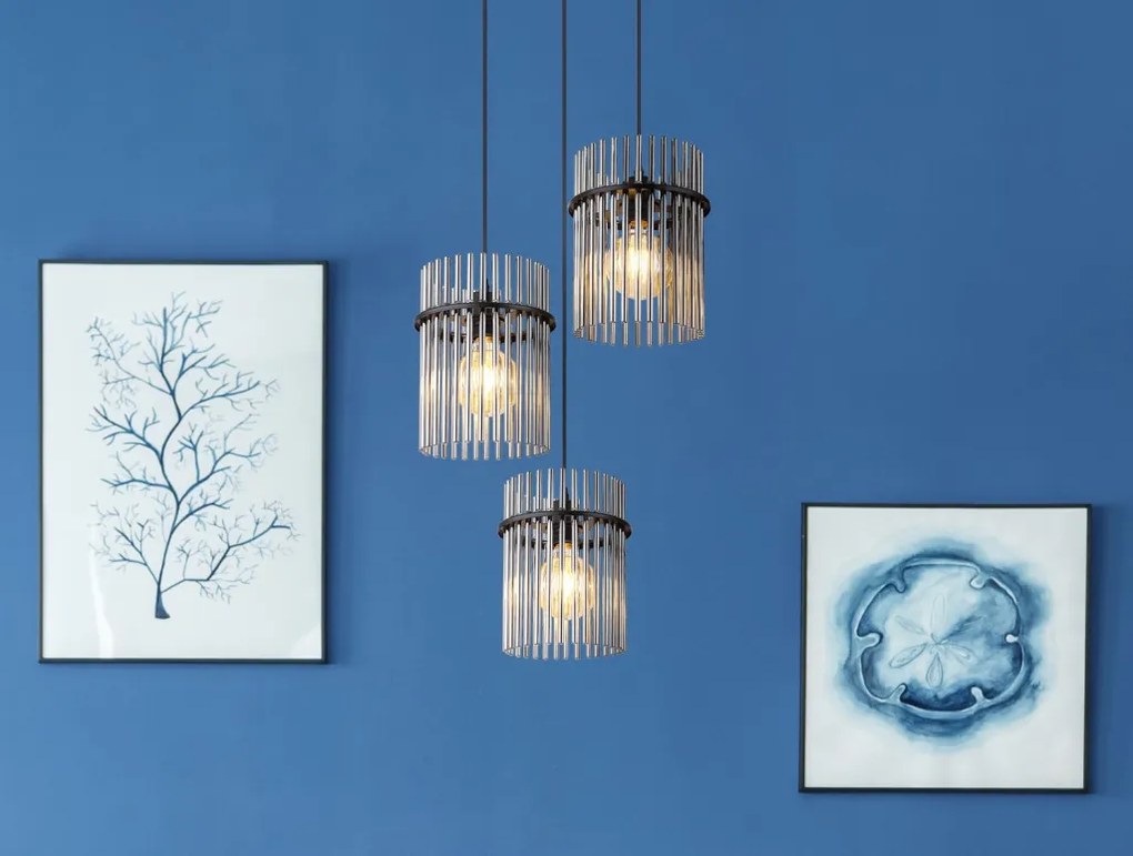 Závesné stropné osvetlenie Gorley 47 cm, sklenené tyčinky