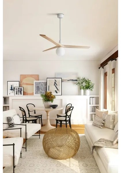 FARO 34280WT-11L-Str. ventilátor KLIM M 1xE27/15W/230V borovica/biela pr.125 cm