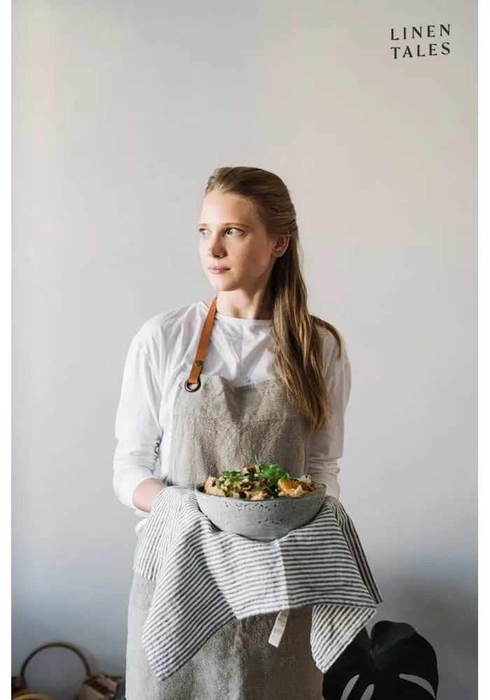 Ľanová utierka 45x65 cm Thin Black Stripes – Linen Tales