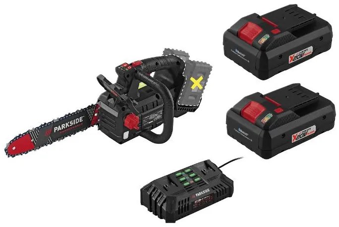 Parkside Performance® Aku prerezávacia píla na stromy Ppaks 40-Li A1 + Smart akumulátor 20 V/4 Ah Paps 204 B1, 2 kusy + Dvojitá nabíjačka (800010740)