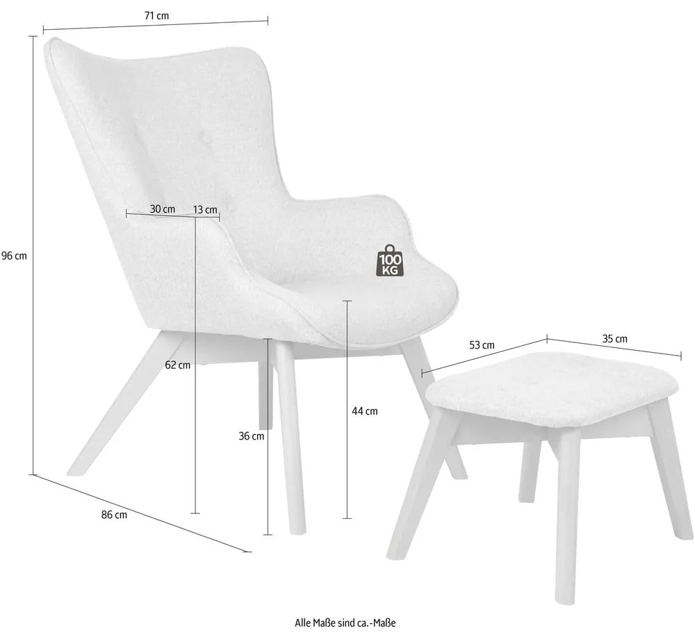 Svetloružové kreslo s podnožkou Niko – Ropez