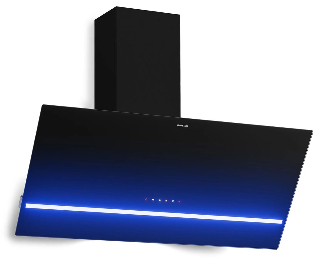 Klarstein Illuminosa šikmý digestor | Režim odsávania a recirkulácie | Minimalistický | 818 m³/h | 90 cm