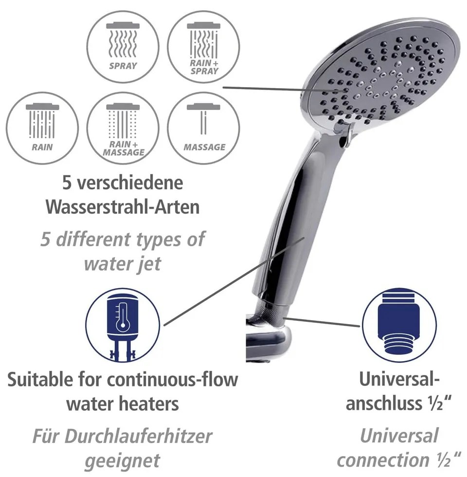 Sprchový set z nerezovej ocele v lesklej striebornej farbe 66 cm Young - Wenko