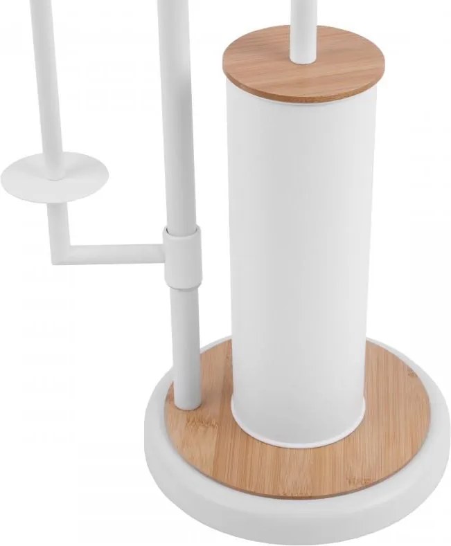Erga Sisu, držiak na toaletný papier so zásobníkom a WC kefou 3v1, biela-hnedá, ERG-YKA-P.SISU-WHT-B