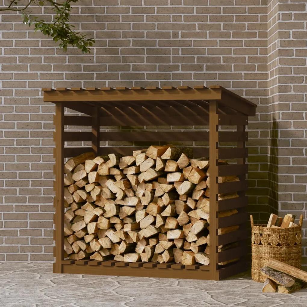 Stojan na palivové drevo medový 108x73x108 cm masívna borovica